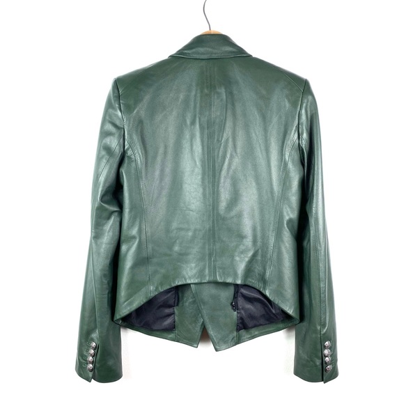 veronica beard green leather jacket